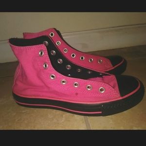 Rare Hot pink and black converse